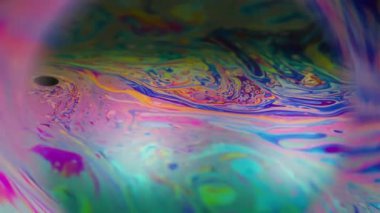 Floresan çözünmüş daire. Spektrum mürekkep sıvısı. Yağ sabunu sıvı yanardöner akış mercek çerçevesi. Renk boyası yörünge kozmik arkaplan.