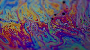 Psikedelik boya akışı. Kimyasal emülsiyon. Renkli parlak mürekkep dalgası yüzey arkaplanı. Resim girdabı pigment sızıntısı soyut bulanık akışı düşür.