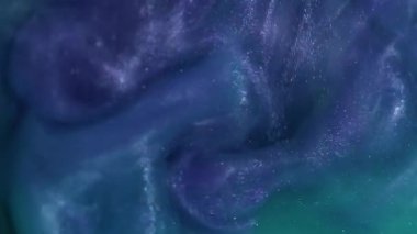 Parıltılı buhar. Sis girdabı. Bulanık, mor, yeşil, kimyasal, kıvrımlı, ışıltılı emülsiyon akışı akrilik soyutlamaya yayılıyor..