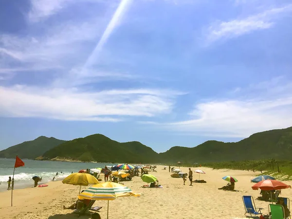 Rio Janeiro Brésil 2018 Côte Océan Plage Les Gens Reposent — Photo