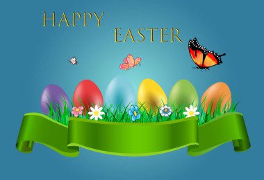 Paskalya yumurtaları ile mutlu Paskalya selamlar