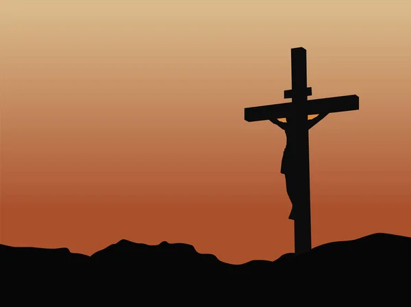 Crucifixion Jésus Christ Sur Croix — Image vectorielle