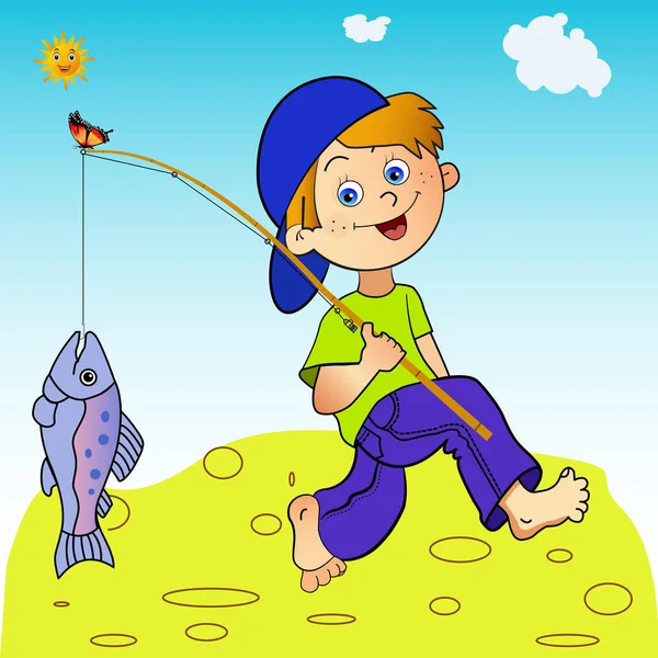 young fisher joyful come back home with a catch
