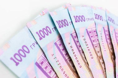 Beyaz arka planda Ukrayna Hryvnia banknotu
