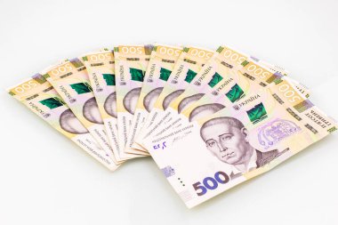 Beyaz arka planda Ukrayna Hryvnia banknotu