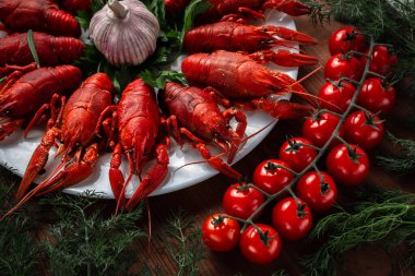 Nehir kaynamış kerevit üst görünümü