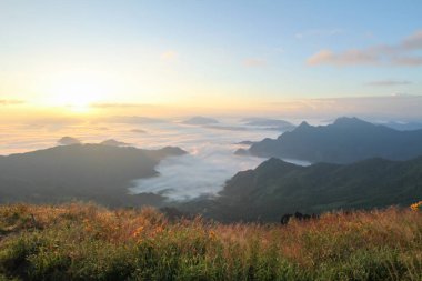 phuchifa dağında gün doğumu, chiangrai, Tayland