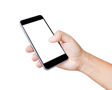 Elindeki ekrandaki akıllı telefona dokun