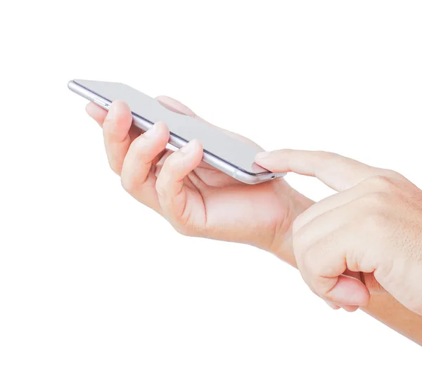 Elindeki ekrandaki akıllı telefona dokun