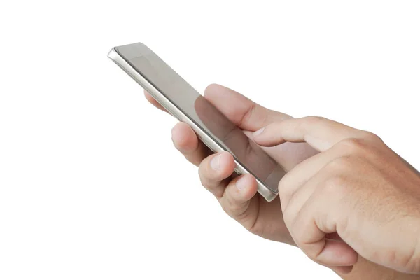 Elindeki ekrandaki akıllı telefona dokun