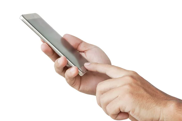 Elindeki ekrandaki akıllı telefona dokun