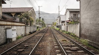 Arashiyama, Kyoto, Japonya 'daki tren.