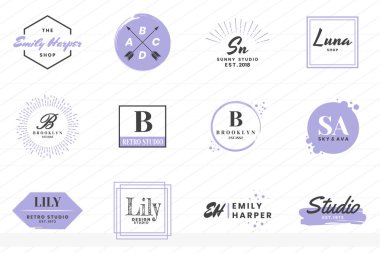 Kadınsı Vintage Retro vektör Logo afiş, poster, afiş için