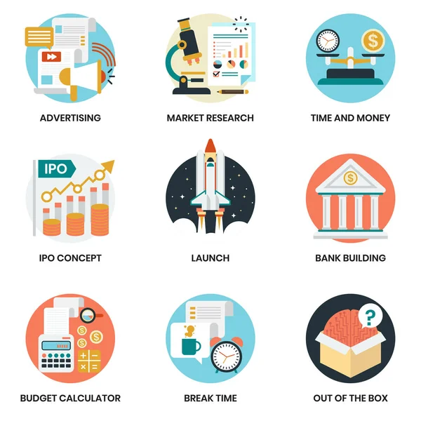 Business Icons Set Voor Business Marketing Management — Stockvector