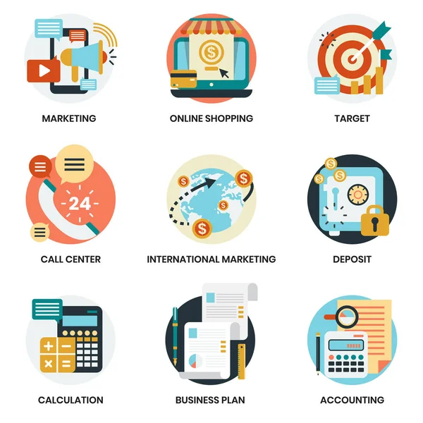 Business Icons Set Voor Business Marketing Management — Stockvector