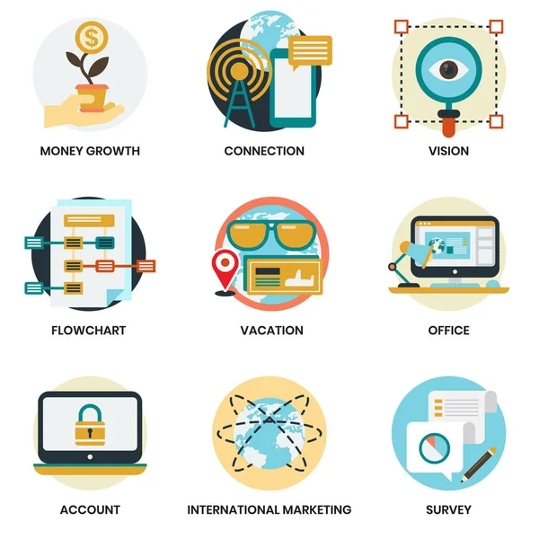 Business Icons Set Voor Business Marketing Management — Stockvector