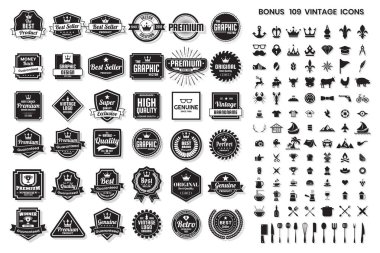 Vintage Retro vektör Logo afiş, poster, afiş için