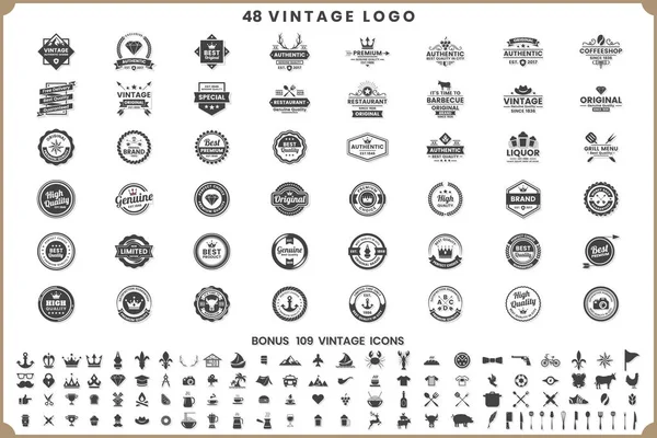 Logotipo Vetor Retro Vintage Para Banner Cartaz Panfleto — Vetor de Stock