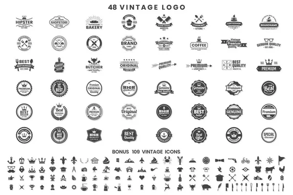 Logotipo Retro Del Vector Vendimia Para Bandera Cartel Volante — Archivo Imágenes Vectoriales