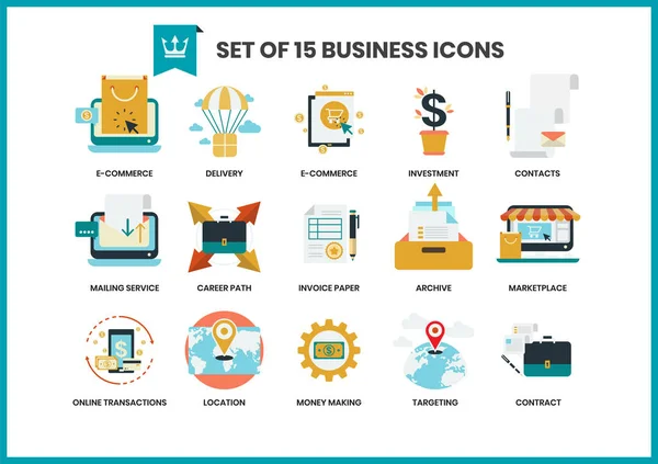 Conjunto Iconos Negocio Para Negocios Marketing Gestión — Archivo Imágenes Vectoriales