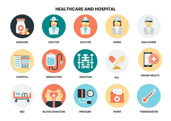 Icônes Hôpital Pour Les Entreprises Marketing Gestion — Image vectorielle