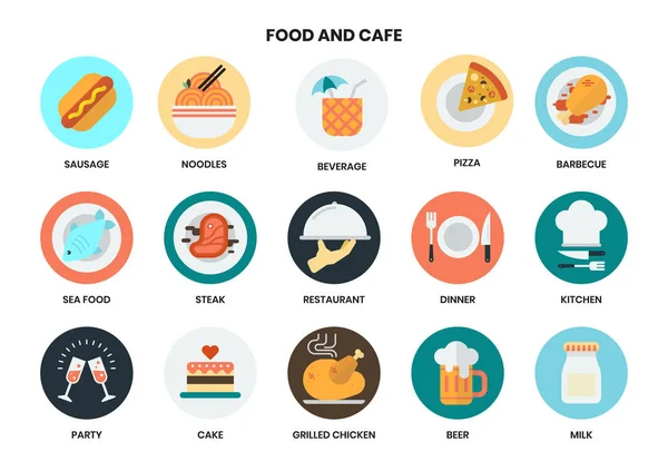 Icônes Alimentaires Cafés Pour Les Entreprises Marketing Gestion — Image vectorielle