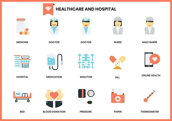 Hospital Icons Set Business Marketing Management — Stock Vector