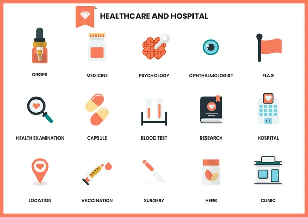 Hospital Icons Set Business Marketing Management — Stock Vector