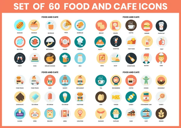 Icônes Alimentaires Cafés Pour Les Entreprises Marketing Gestion — Image vectorielle