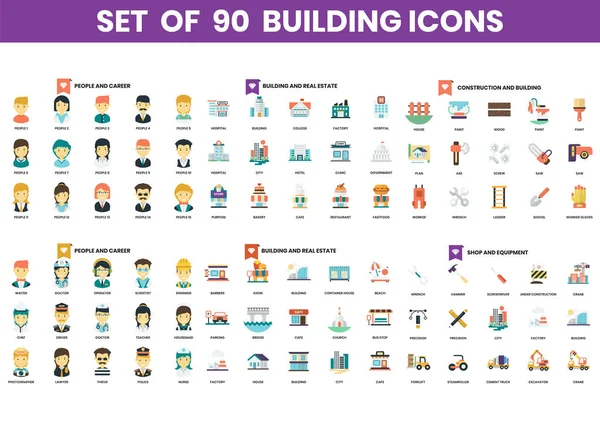 Conjunto Iconos Construcción Para Negocios Marketing Gestión — Archivo Imágenes Vectoriales