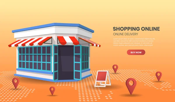 Shopping Online Shop Retail Vector Online Store Smartphone Concept Suitable — Stock Vector