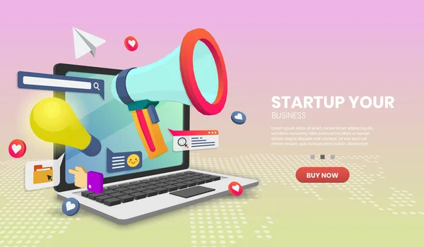 Startup Vektorkonzept Für Banner Und Website Perspective Landing Page Vorlage — Stockvektor