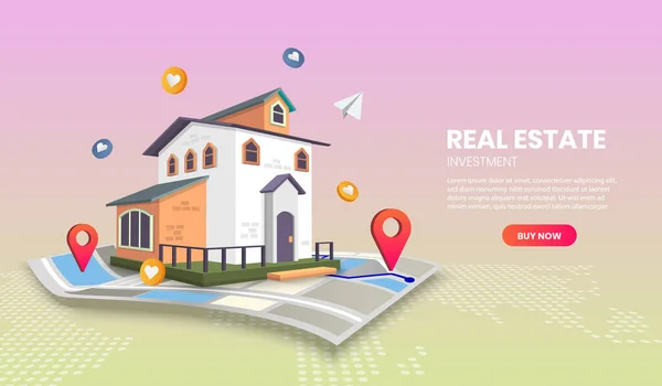 Real Estate Landing Page Templates App Page Para Banner Web — Vector de stock