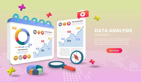 Análisis Datos Landing Page Templates App Page Para Banner Web — Vector de stock