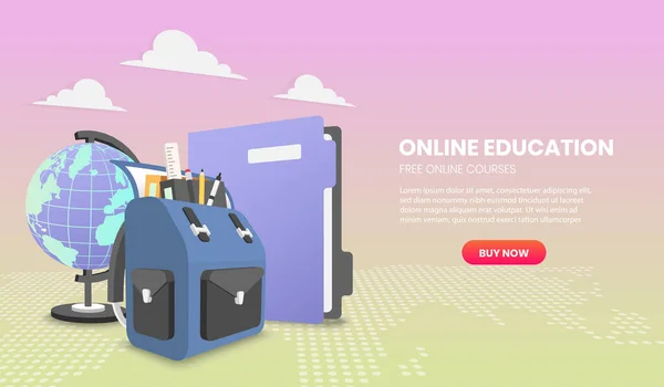 Okul Sırt Çantalı Eğitim Kavramı Web Sitesi Mobil Dosya Resimleme — Stok Vektör