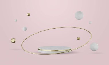 Renkli arkaplan ile soyut geometrik şekil. Ürün, bayrak, sunum, 3d oluşturma için model sahnesi.