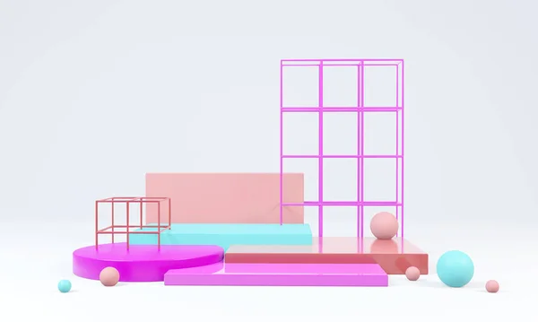 Abstrakt Geometrisk Form Med Färgglada Background Mockup Scen För Produkt — Stockfoto