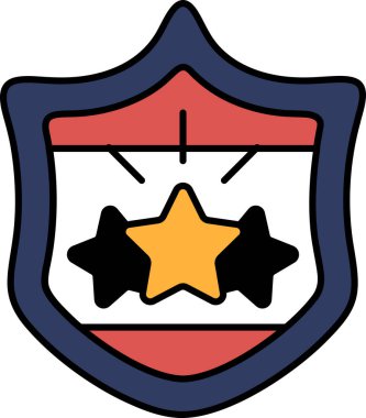 Üzerinde üç yıldız ve bir kızıl haç olan bir kalkan. Kalkan bir koruma sembolüdür.