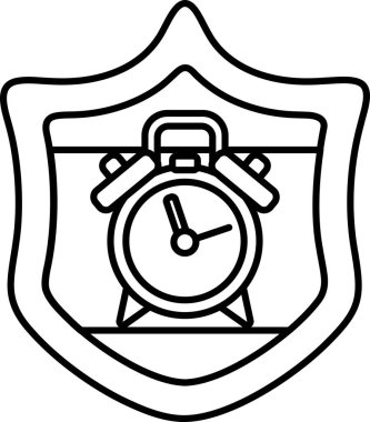 Çalar saatin 10: 30 'da çekilmiş siyah beyaz çizimi. Saat 10: 30 'a ayarlandı.