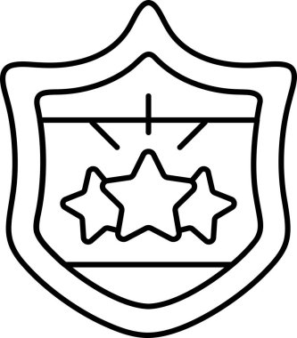 Üç yıldızlı ve haçlı bir kalkan. Kalkan siyah beyaz. Kalkan koruma ve gücün sembolüdür.