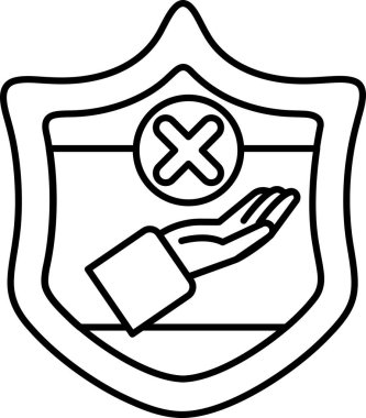 Üzerinde X harfi olan bir kalkan. Kalkan siyah beyaz. Kalkan bir koruma sembolüdür.