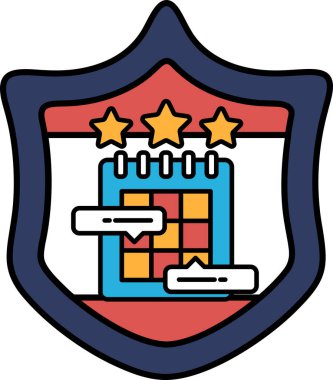 Kırmızı ve turuncu kenarlı mavi bir kalkan. Kalkanın ortasında beyaz bir yıldız olan mavi ve turuncu bir dikdörtgeni var.