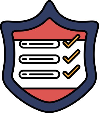 Kırmızı ve mavi arka planı ve beyaz işaretli bir kalkan. Kalkan bir koruma ve güvenlik sembolüdür.