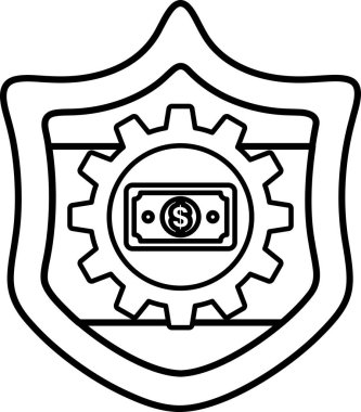 Üstünde bir dolar işareti olan bir kalkan. Dolar işareti teçhizatla çevrili, bu da vitesin hareketinin arkasındaki itici güç olan para fikrini temsil edebilir.