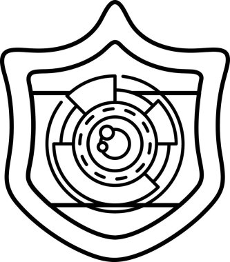 Üzerinde kamera olan bir kalkan. Kalkan siyah ve beyaz.