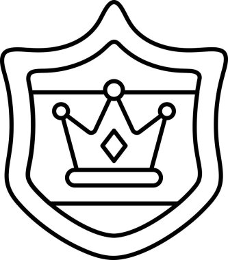 Üzerinde bir taç olan bir kalkan. Kalkan siyah ve beyaz.