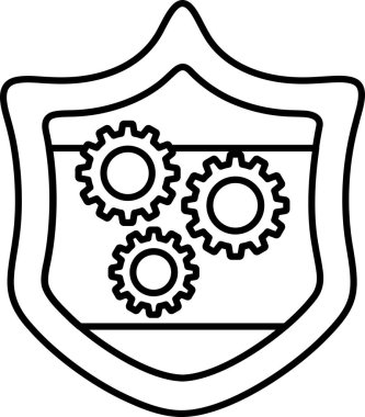 Üzerinde üç vites olan bir kalkan. Kalkan siyah beyaz. Dişliler yuvarlak ve aralıklı.