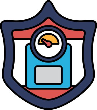 Üzerinde tartı olan mavi bir kalkan. Ölçek 0.0 'ı gösteriyor.