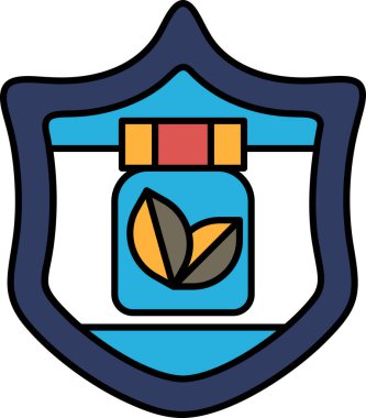 Üzerinde yeşil yaprak olan mavi bir kalkan..