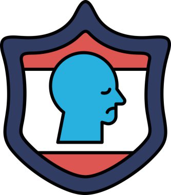 Kırmızı ve beyaz kalkanlı mavi bir kafa..